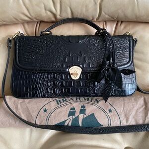 NWOT Vintage Brahmin Amata Rose Tassel Bag & Charm Leather Croc Lady